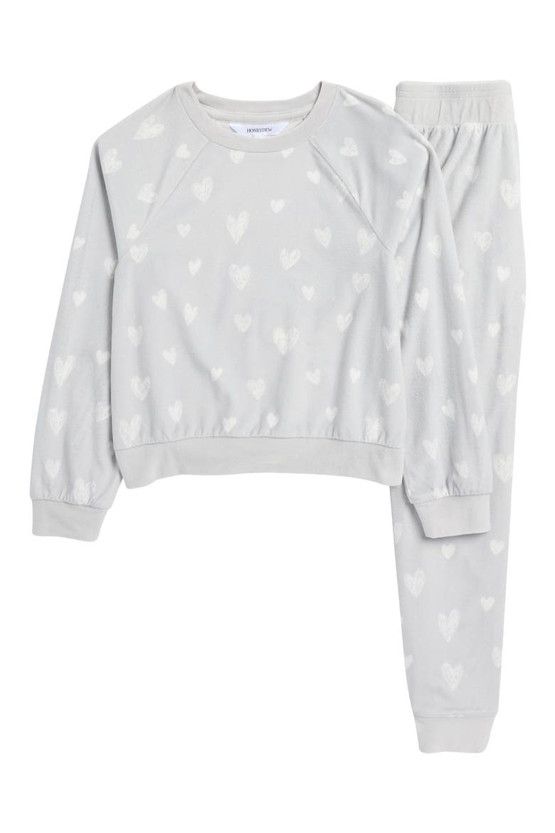 Kids' Snuggle Up Print Lounge Sweatshirt & Joggers Set, Main, color, LIGHT GREY HEARTS