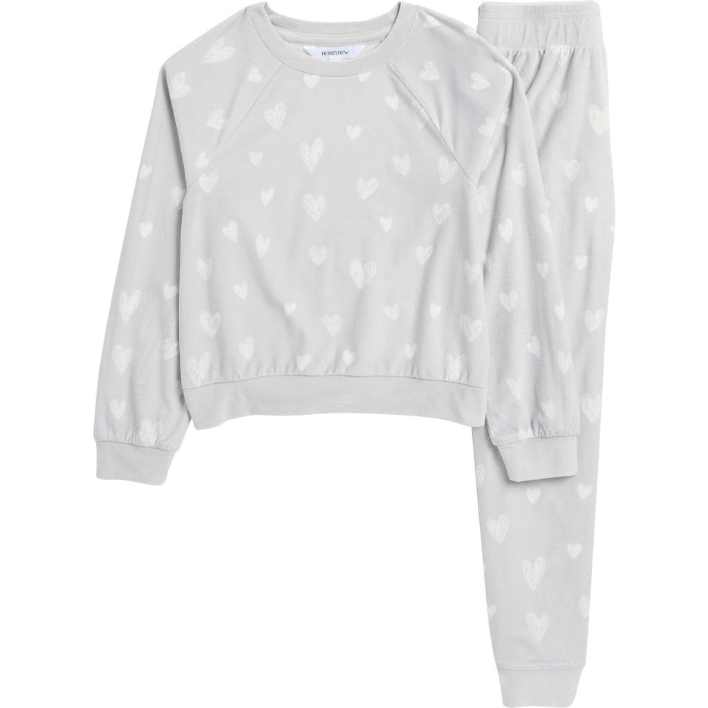 Honeydew Kids' Snuggle Up Print Lounge Sweatshirt & Joggers Set In Gray