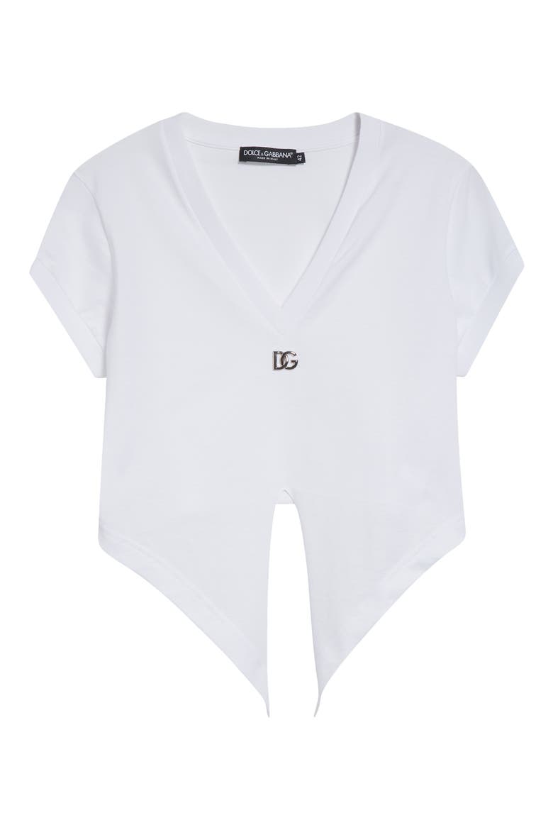 Tie Hem Cotton Jersey T-Shirt, Alternate, color, OPTICAL WHITE
