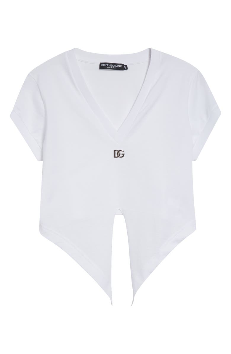 Dolce&Gabbana Tie Hem Cotton Jersey T-Shirt, Alternate, color, Optical White
