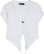 Dolce&Gabbana Tie Hem Cotton Jersey T-Shirt