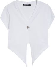 Dolce&Gabbana Tie Hem Cotton Jersey T-Shirt