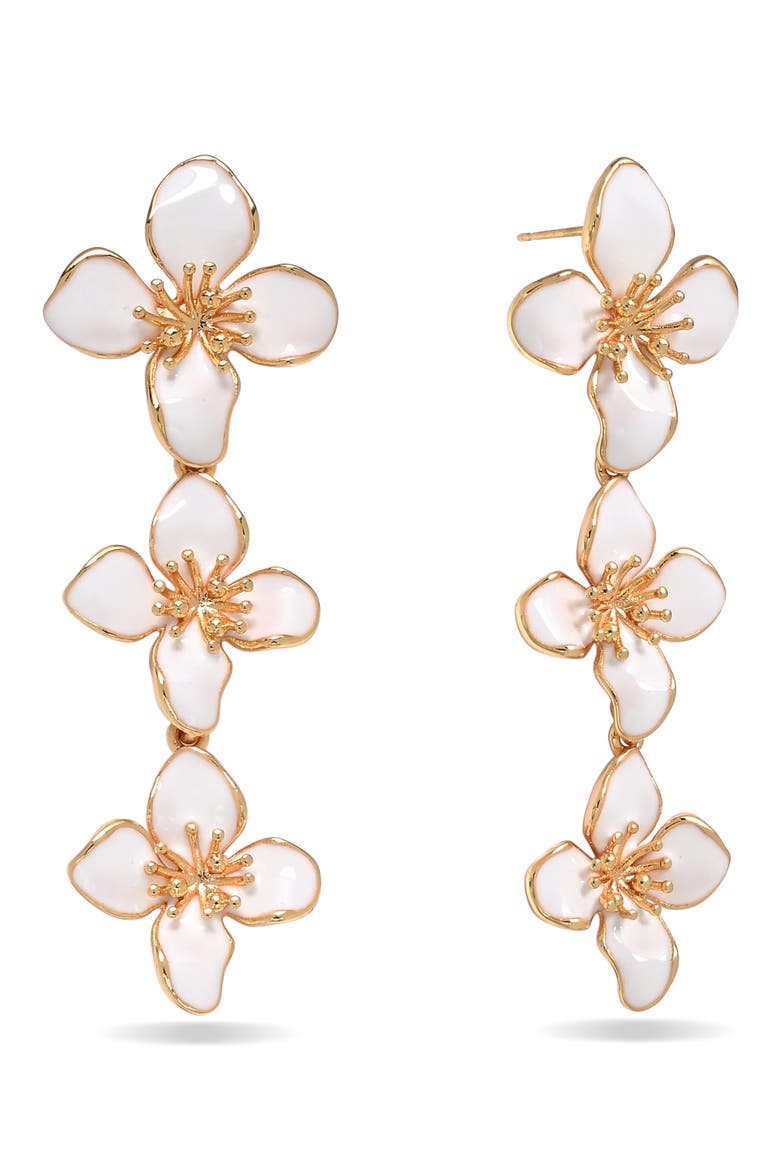 Fleur Blanche Drop Earrings, Main, color, WHITE