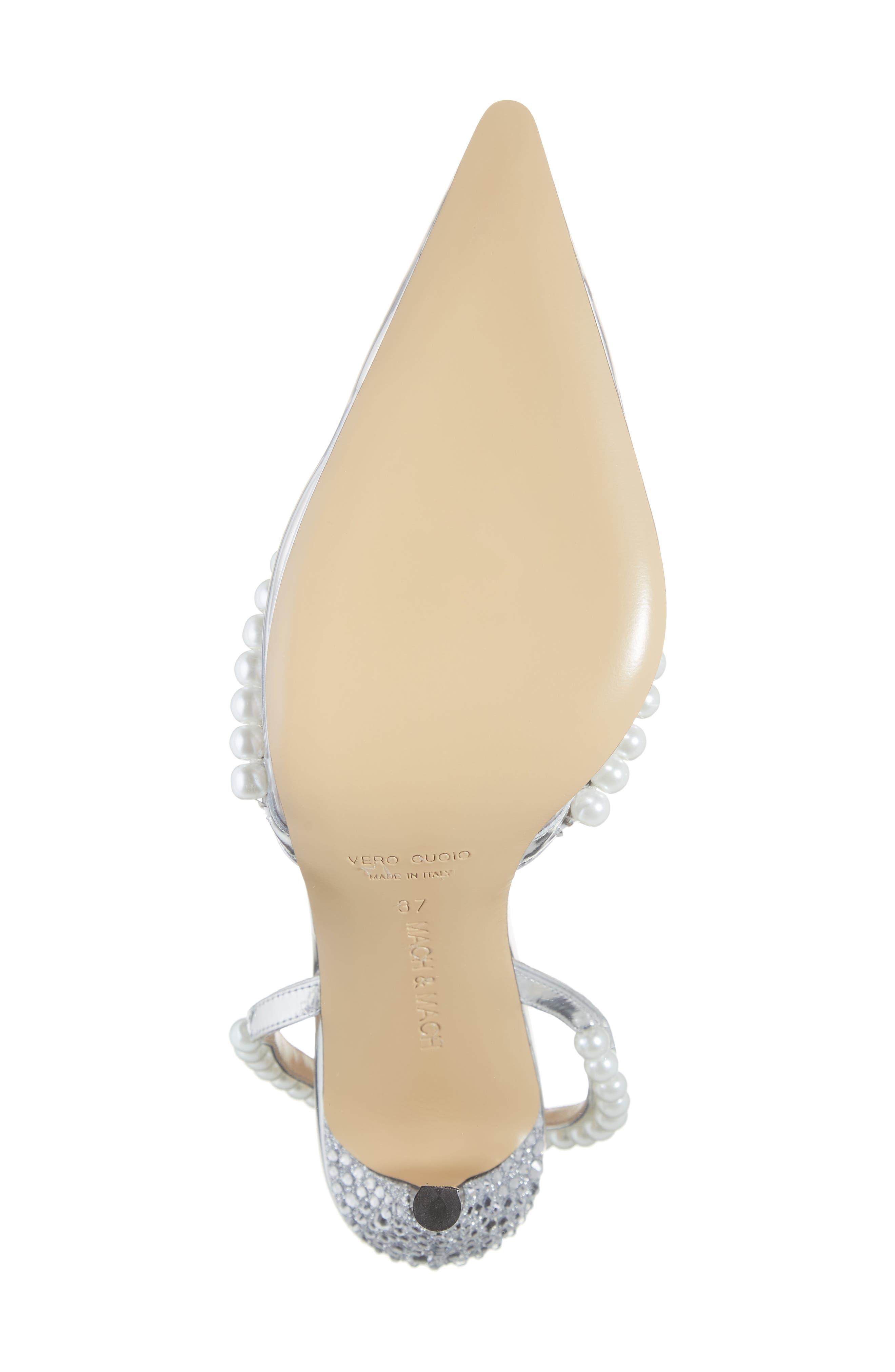 Mach & Mach Diamond of Elizabeth Imitation Pearl Pointed Toe Pump, Alternate, color, 