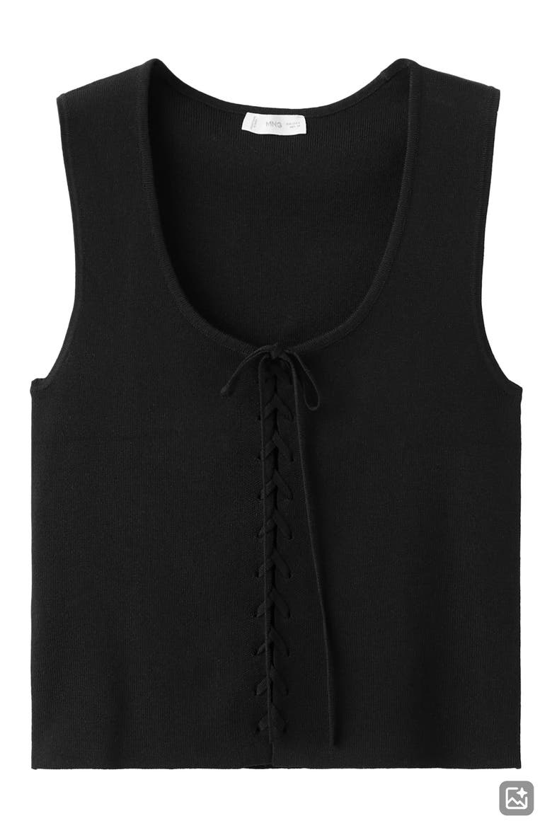 Bow Front Sleeveless Top, Alternate, color, BLACK
