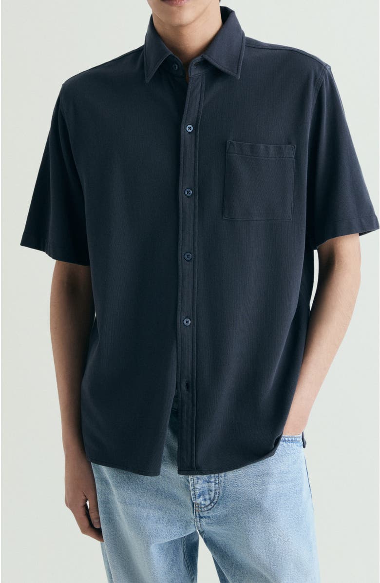 Scalpers Honeycomb Resort Shirt, Main, color, Navy