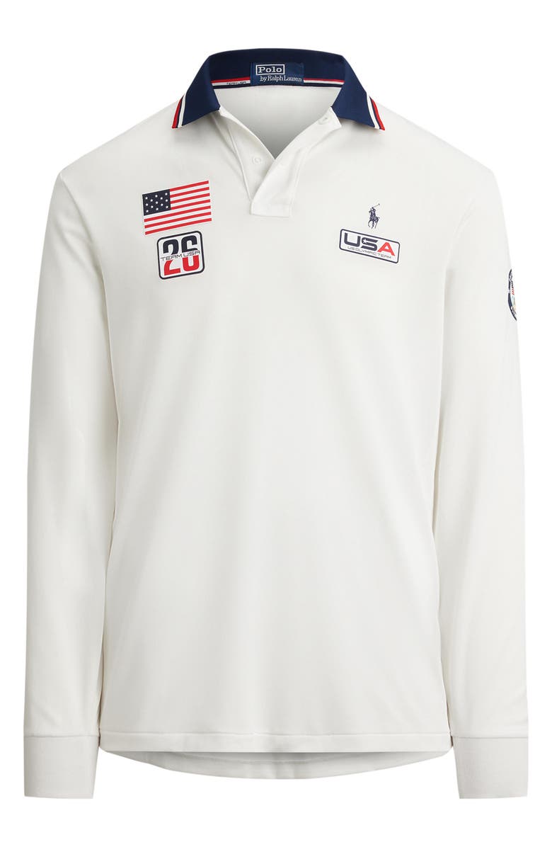 Polo Ralph Lauren Team USA Performance Mesh Long Sleeve Polo, Alternate, color, Ceramic White