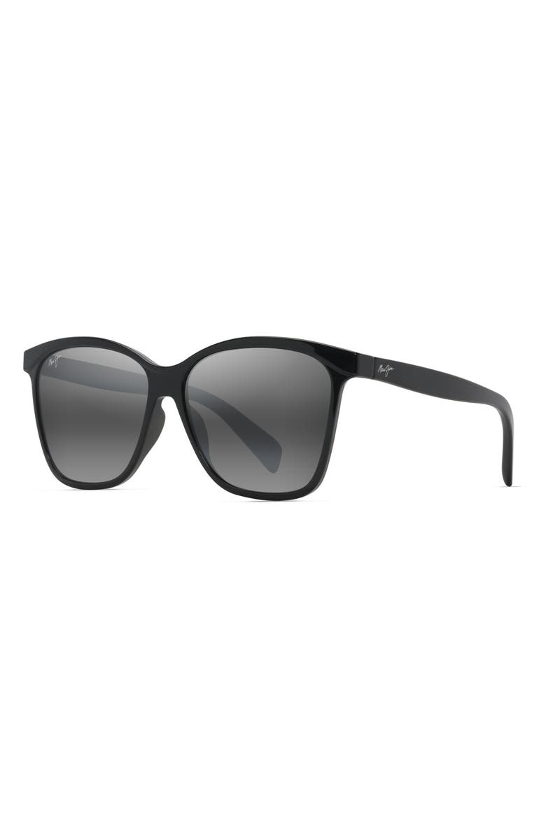 Maui Jim Liquid Sunshine 58mm PolarizedPlus2<sup>®</sup> Square Sunglasses, Alternate, color, Gloss Black