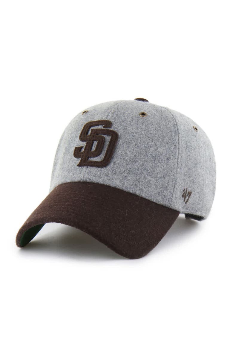 '47 Men's '47  Gray/Brown San Diego Padres Golden Age Wool Clean Up Adjustable Hat, Main, color, Gray
