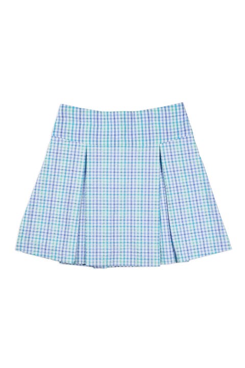 Plaid Seersucker Pleated Skirt