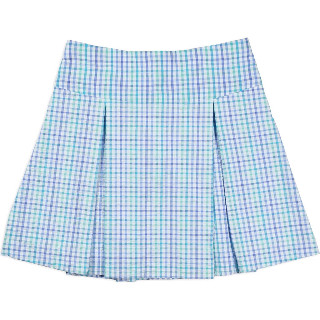 Florence Eiseman Plaid Seersucker Pleated Skirt In Blue