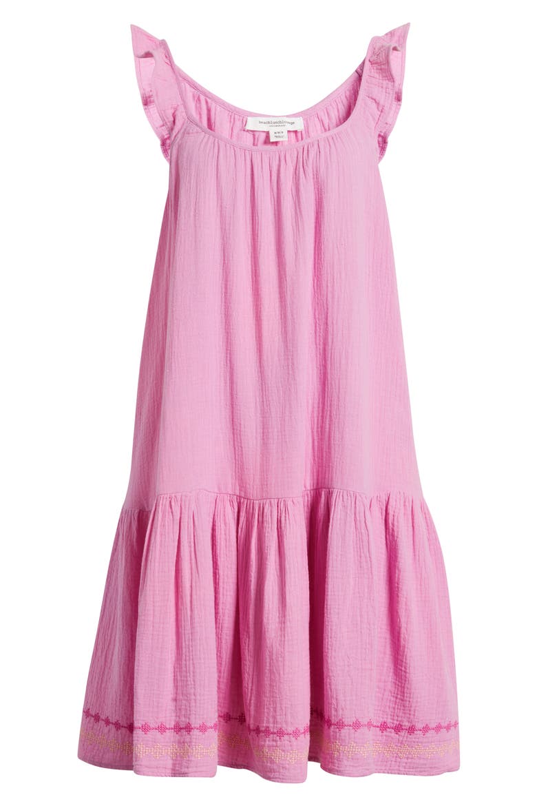 Miya Embroidered Hem Cotton Sundress, Alternate, color, TICKLED PINK
