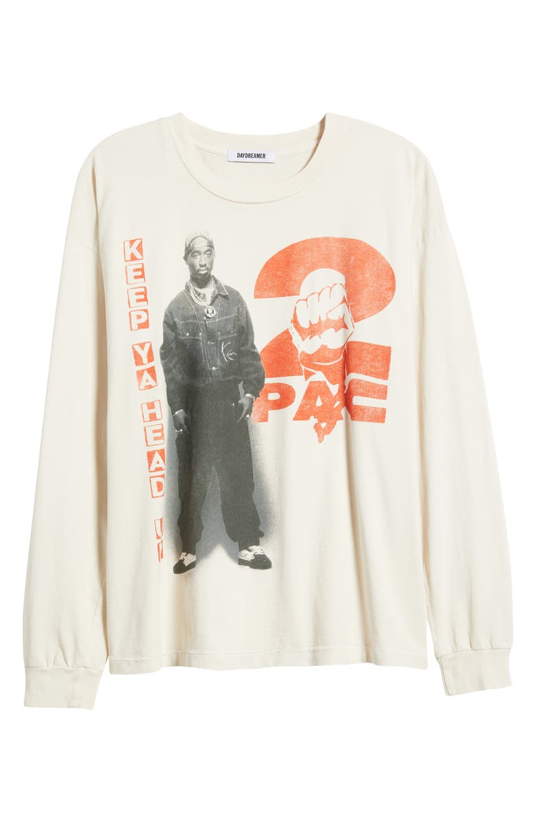 Daydreamer Tupac Keep Ya Head Long Sleeve Cotton Graphic T-Shirt, Alternate, color, 