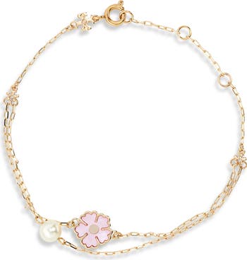 Tory Burch Kira Faux Pearl & Clover Charm Bracelet | Nordstrom