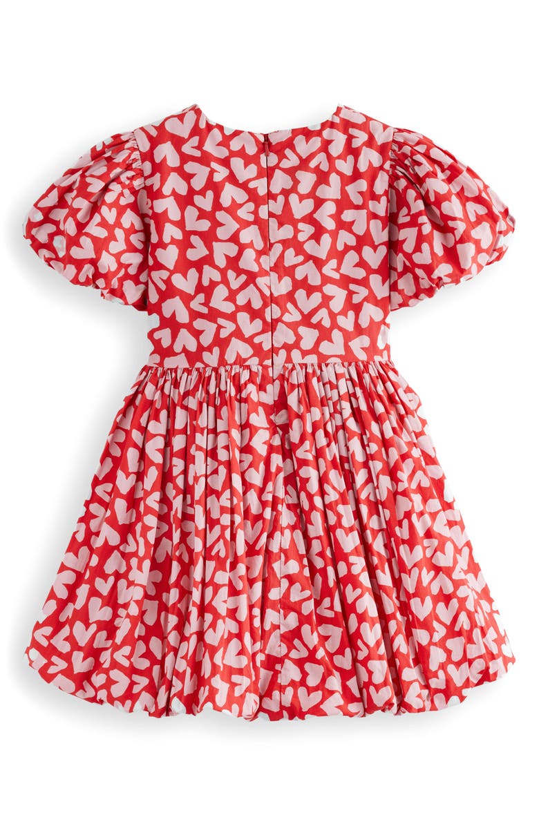 Mini Boden Kids' Heart Print Cotton Bubble Hem Dress, Alternate, color, Red Hearts