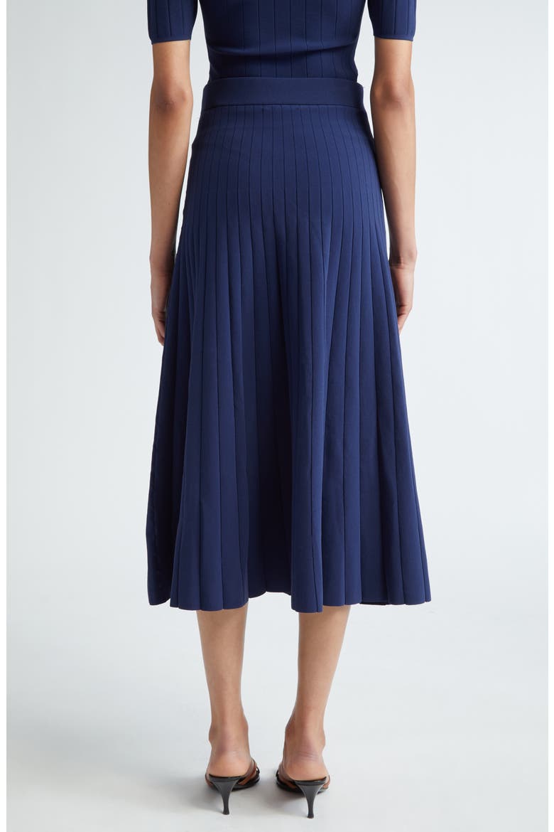 Delphi Pleated Knit Midi Skirt, Alternate, color, NAVY