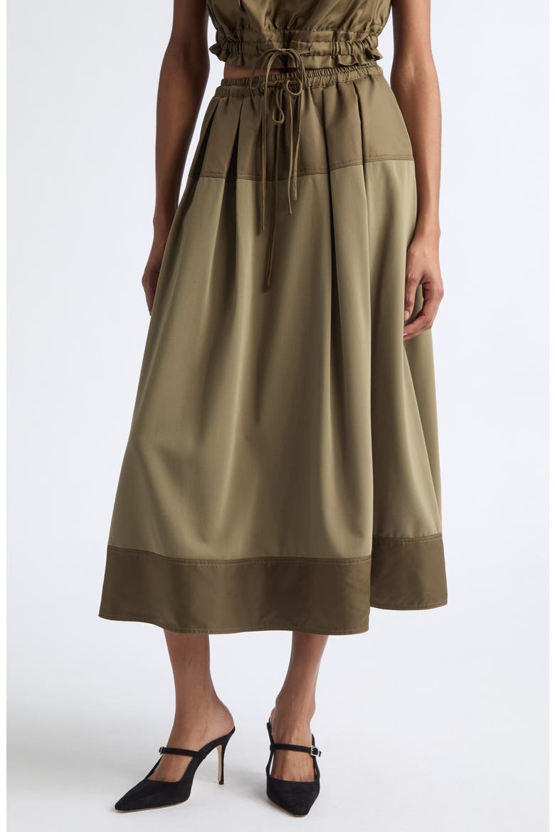 Elisabetta Satin Trim Skirt, Main, color, DARK OLIVE