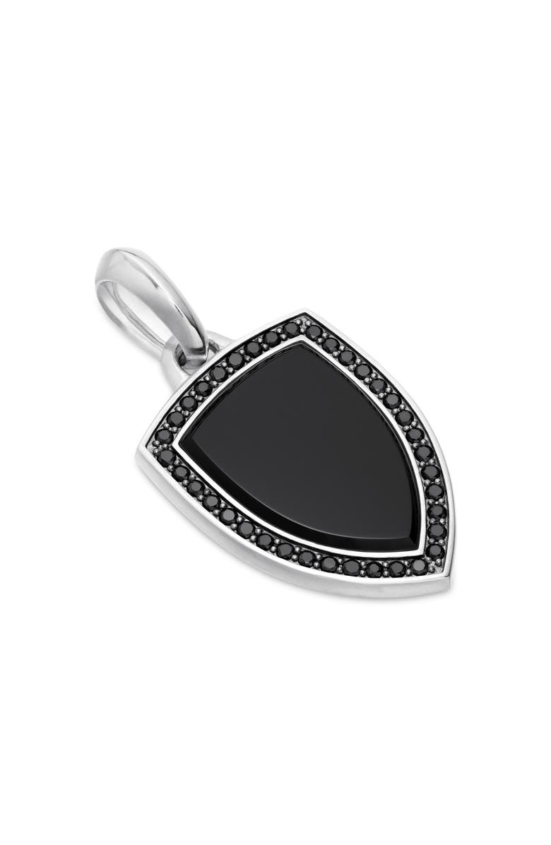 David Yurman Men's Shield Amulet with Diamonds, Alternate, color, Sterling Silver/ Black Onyx