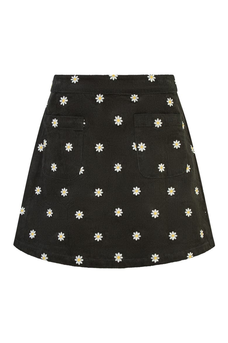 Corduroy Daisy Mini Skirt, Alternate, color, Black