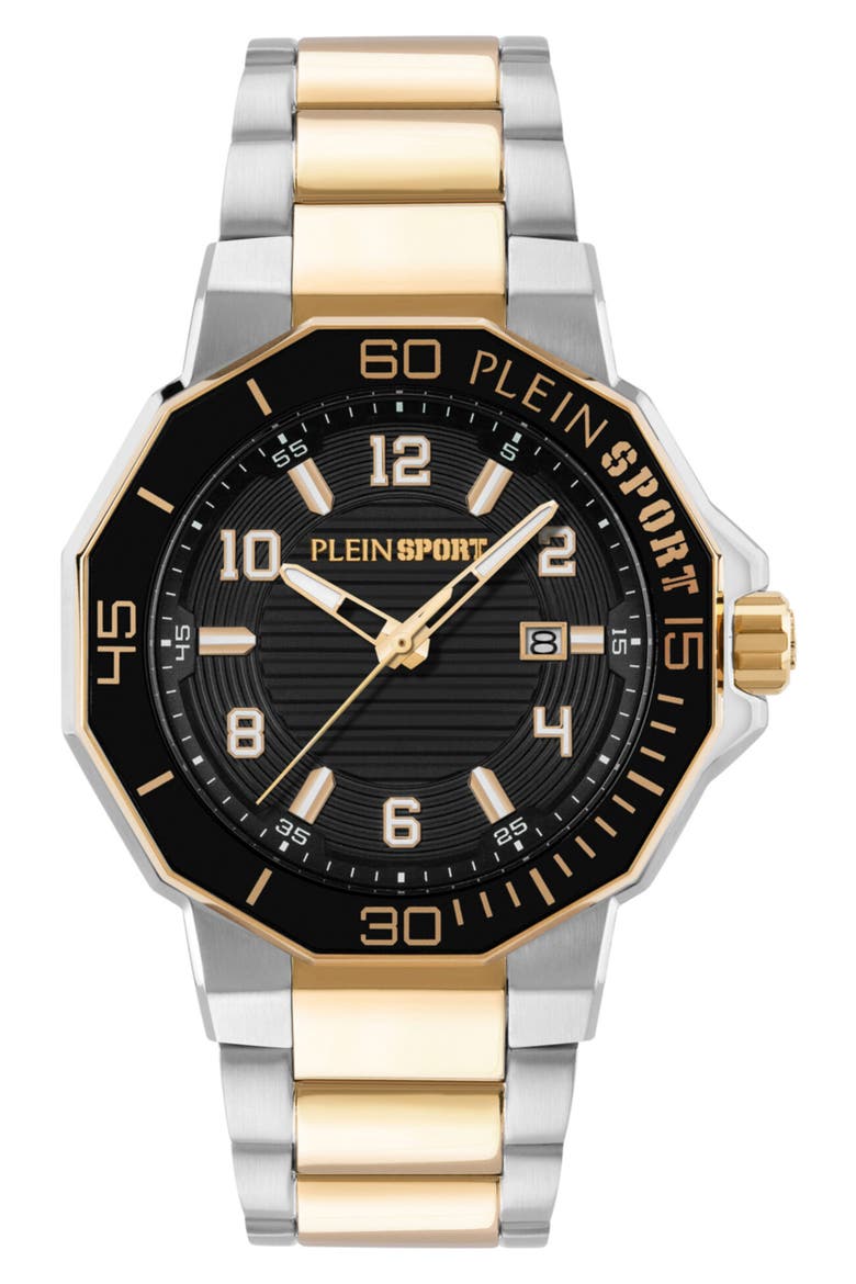 Titan Two Tone Three Hand Quartz Bracelet Watch, 44mm, Main, color, TWO TONE