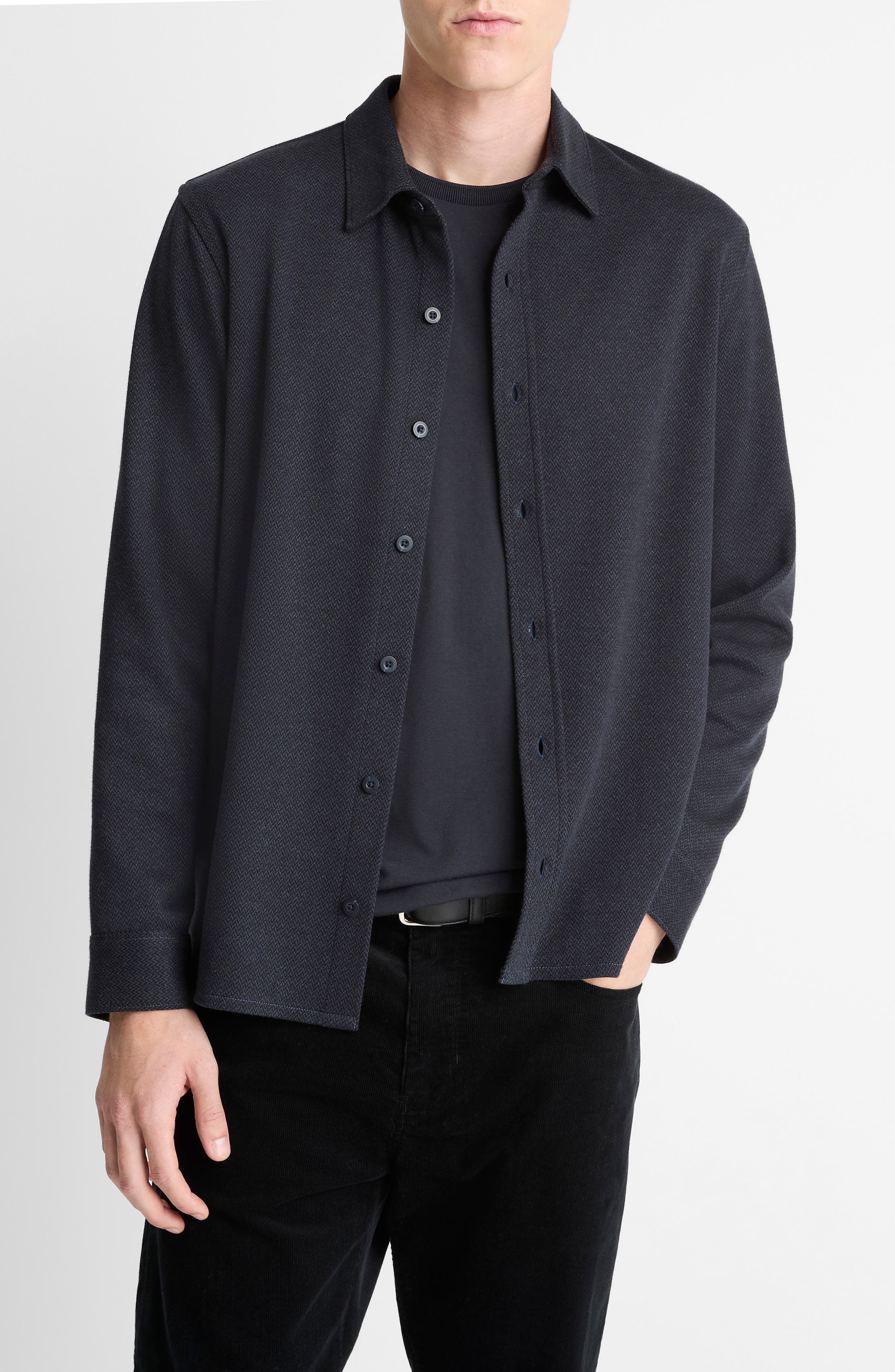 Herringbone Button-Up Shirt
