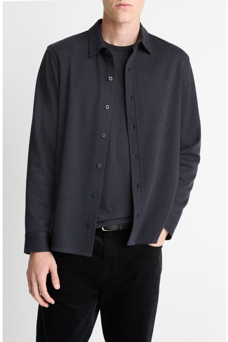 Herringbone Button-Up Shirt, Main, color, COASTAL