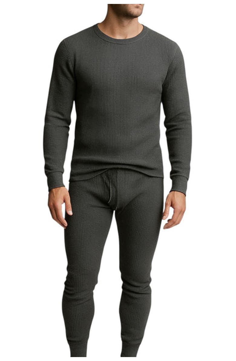 BenBen Men's 3 Pack Waffle Knit Thermal Loungewear Set, Alternate, color, White/Black/Charcoal