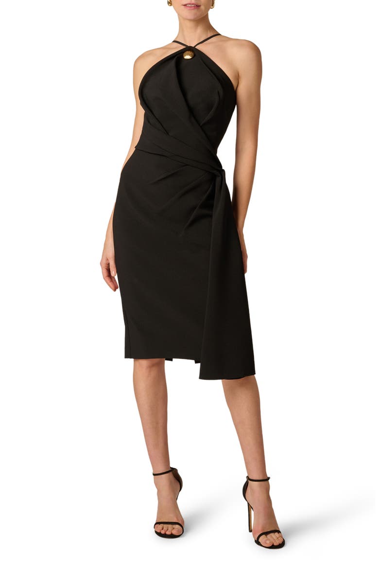 Crepe Sheath Dress, Main, color, BLACK