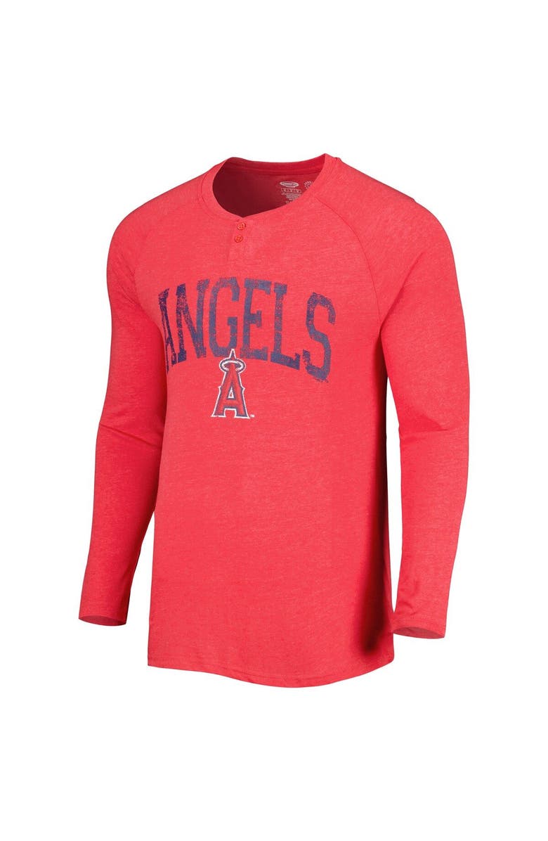 CONCEPTS SPORT Men's Concepts Sport Red Los Angeles Angels Inertia Raglan Long Sleeve Henley T-Shirt, Alternate, color, Red