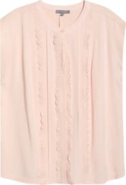 Wit & Wisdom Lace Trim Mix Media Top