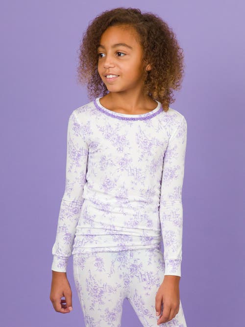 Rufflebutts Softsnooze Girls Ruffle Long Sleeve Pajama Set In Purple
