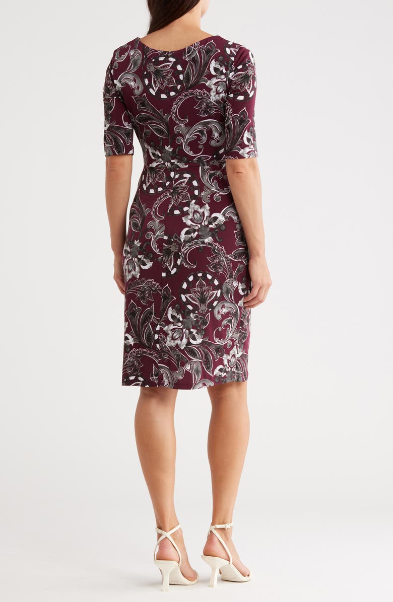 Connected Apparel Asymmetric Faux Wrap Body-Con Dress, Alternate, color,