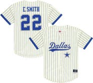 Mitchell & Ness Men's Mitchell & Ness Emmitt Smith Cream Dallas Cowboys Name & Number Mesh Button-Up Baseball Jersey