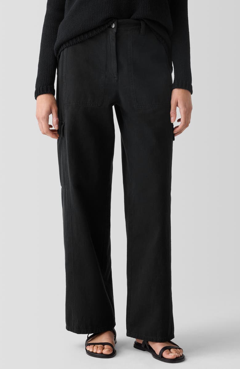 Eileen Fisher Organic Cotton Wide Leg Cargo Pants, Main, color,