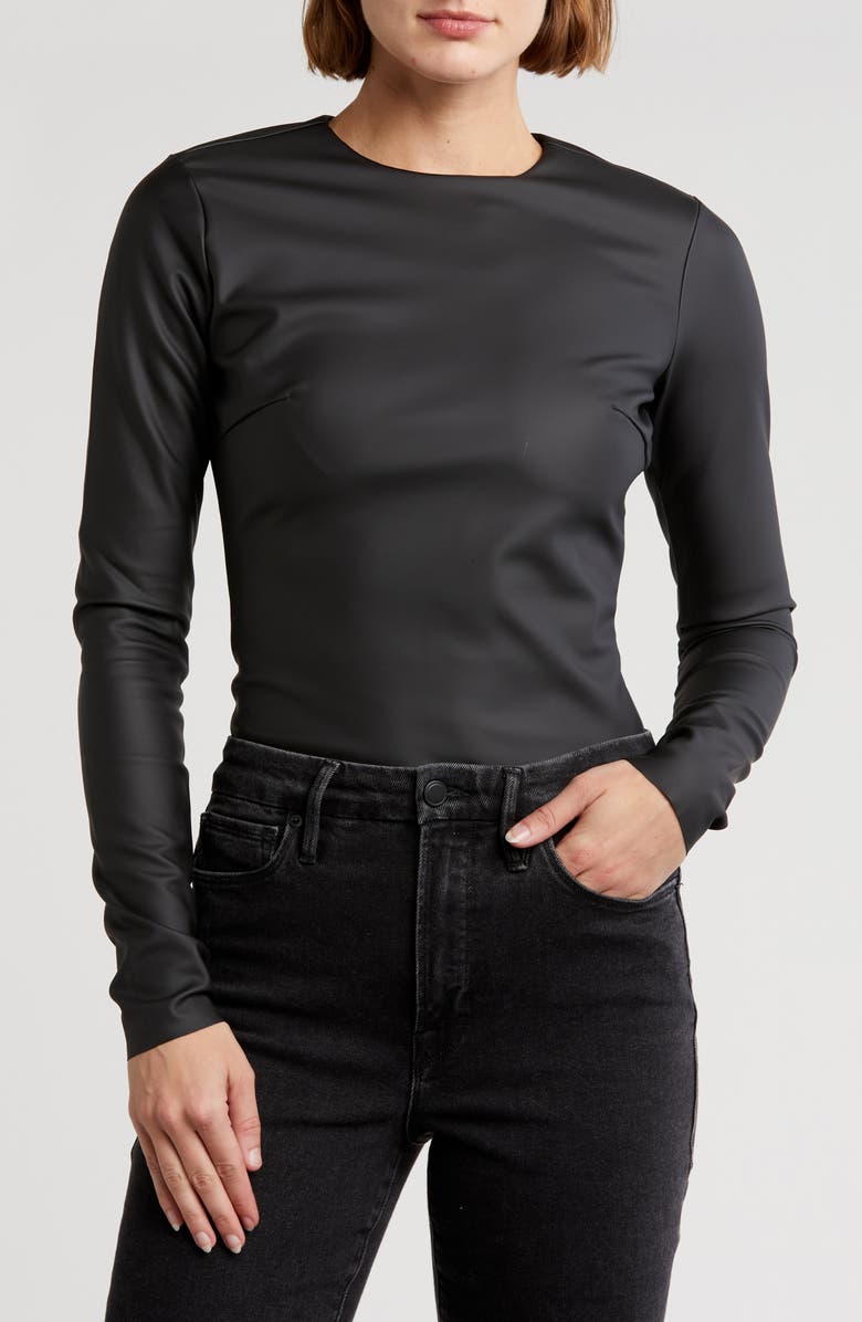 Good American Matte Long Sleeve Bodysuit, Main, color, 