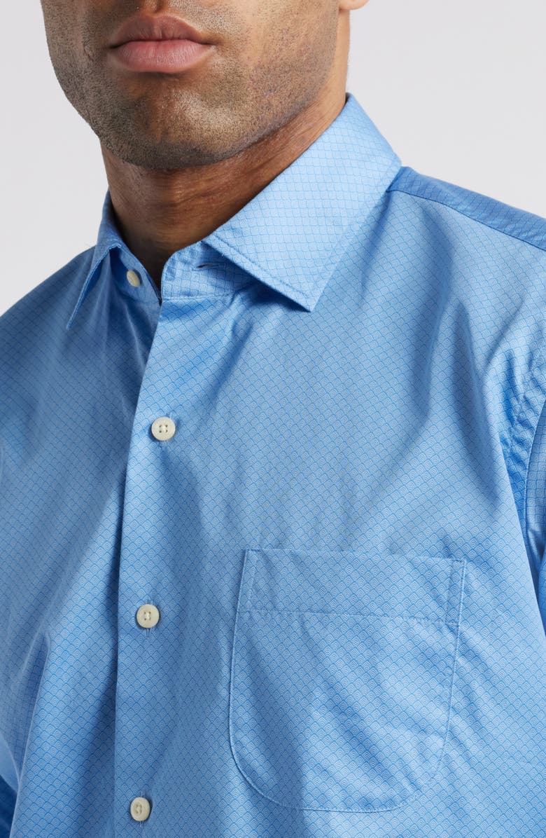Peter Millar Noah Short Sleeve Button-Up Shirt, Alternate, color, Blue Poppy