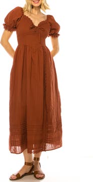 A COLLECTIVE STORY Crochet Trim Cotton Midi Dress