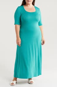 24seven Comfort Apparel Scoop Neck Jersey Maxi Dress