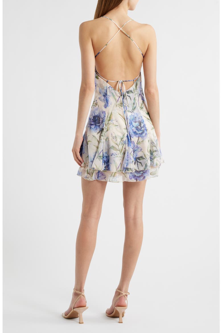 Bria Sleeveless Chiffon Minidress, Alternate, color, PURPLE FLORAL
