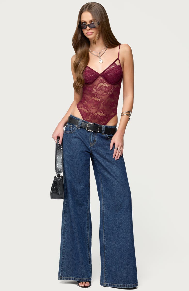 EDIKTED Cutout Lace Bodysuit, Alternate, color,