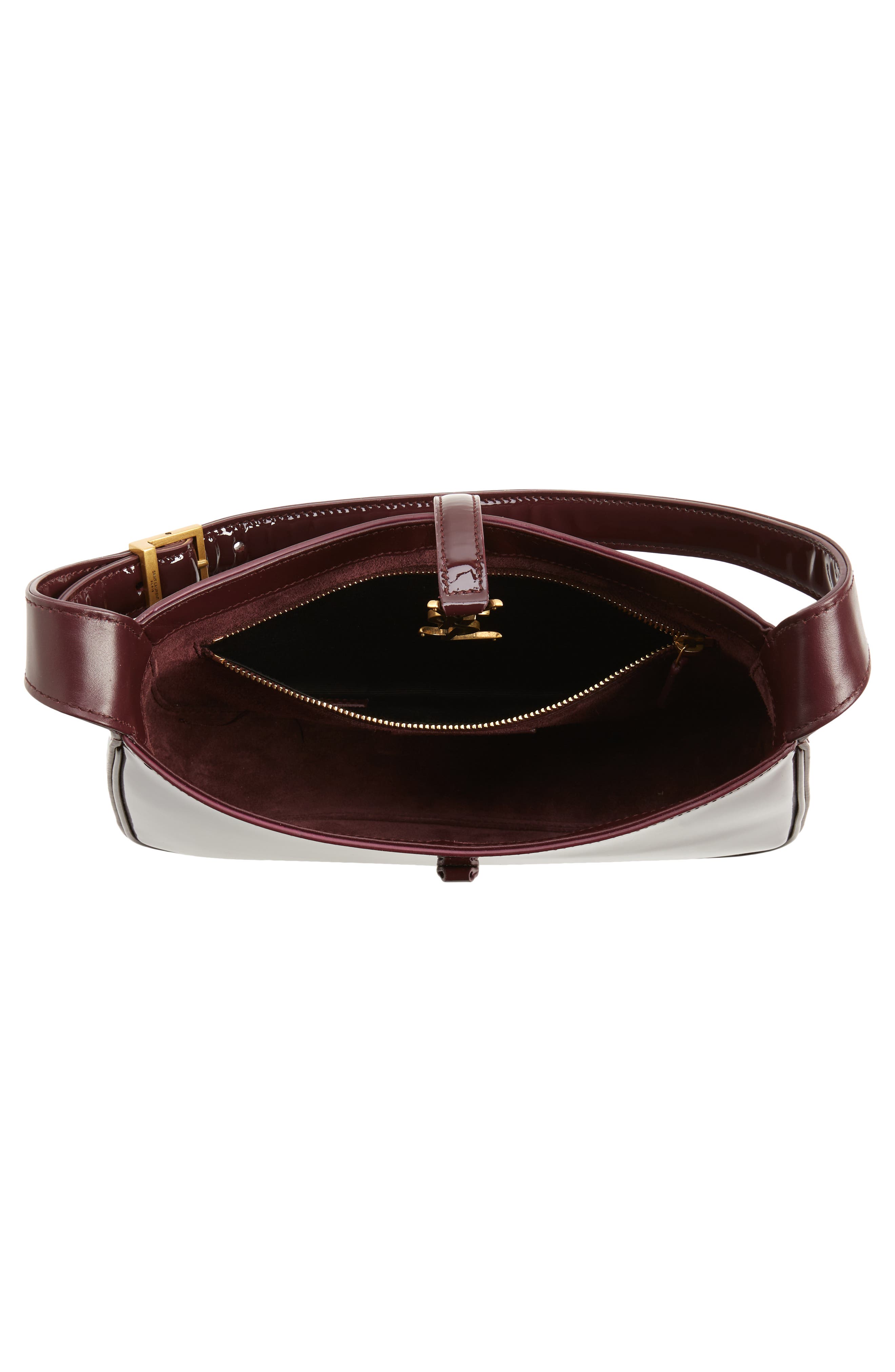 Le 5 à 7 Patent Leather Hobo, Alternate, color, DARK RED WINE