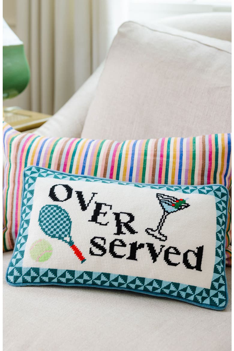 Overserved Needlepoint Pillow, Alternate, color, Overserved