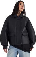NASTY GAL Longline Faux Leather Bomber Jacket
