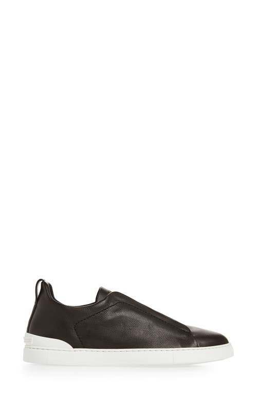 Zegna Leather Sneakers In Black