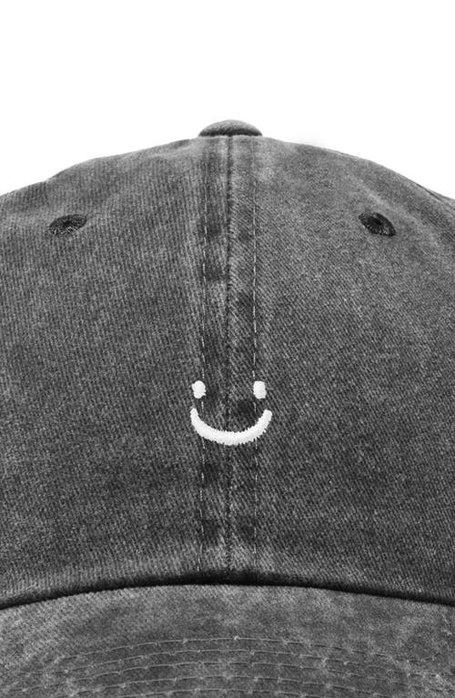 Dalix Lil Smile Embroidered Casual Hat In Washed Black