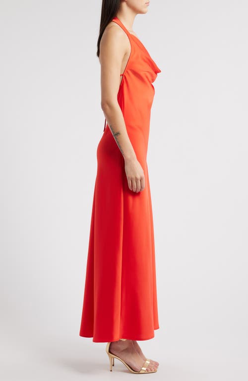 Wayf Irene Halter Neck Satin Slipdress In Persimmon