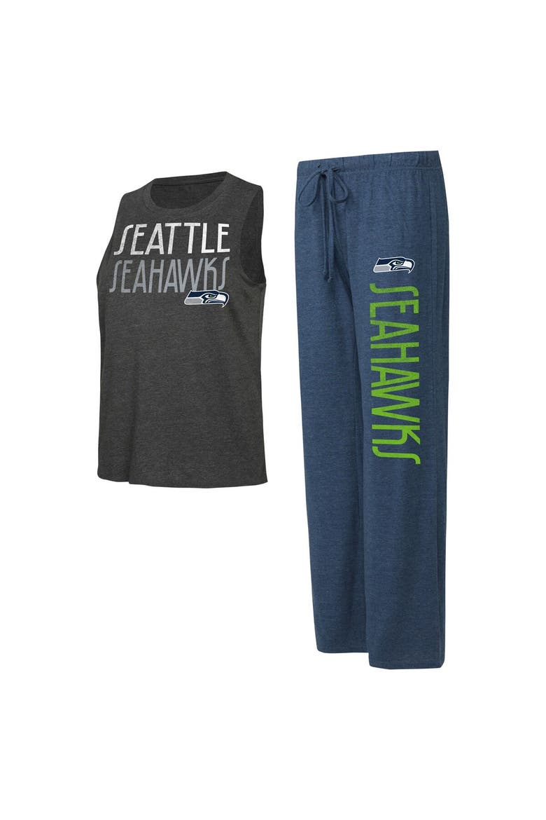 Women's Concepts Sport Navy/Charcoal Seattle Seahawks Muscle Tank Top & Pants Lounge Set, Main, color, Navy