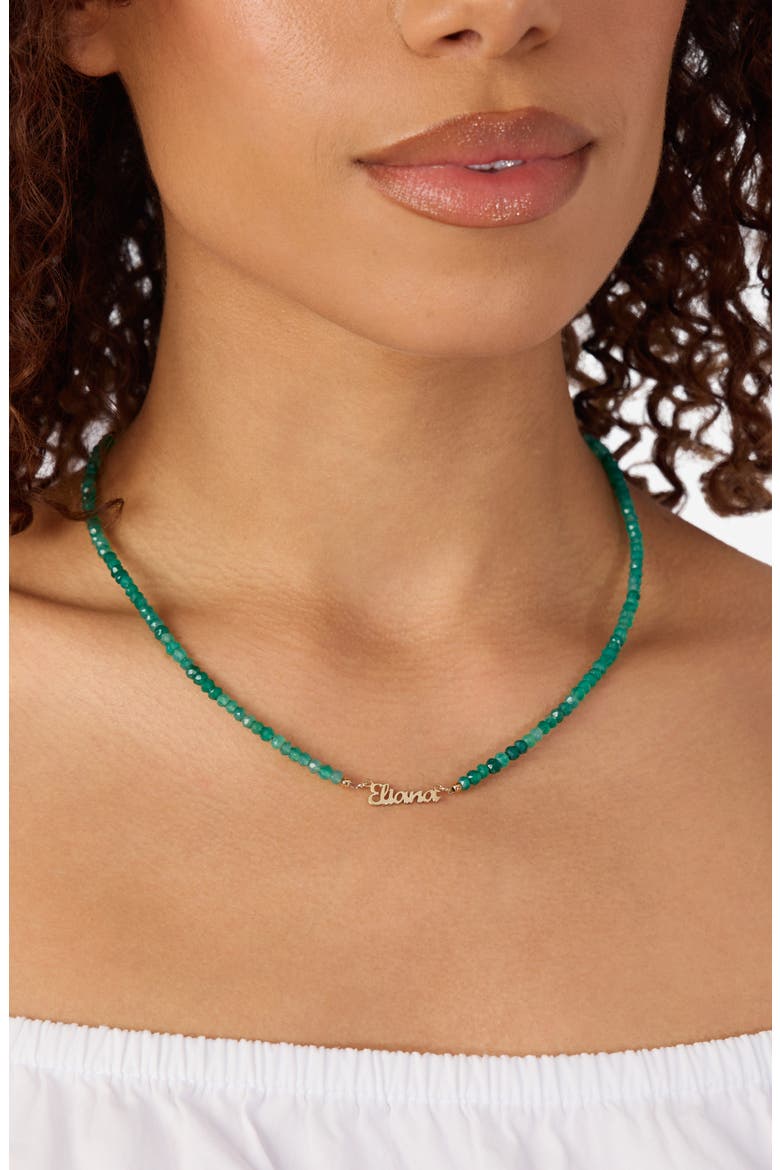 Personalized Name Jade Bead Necklace, Alternate, color, GOLD