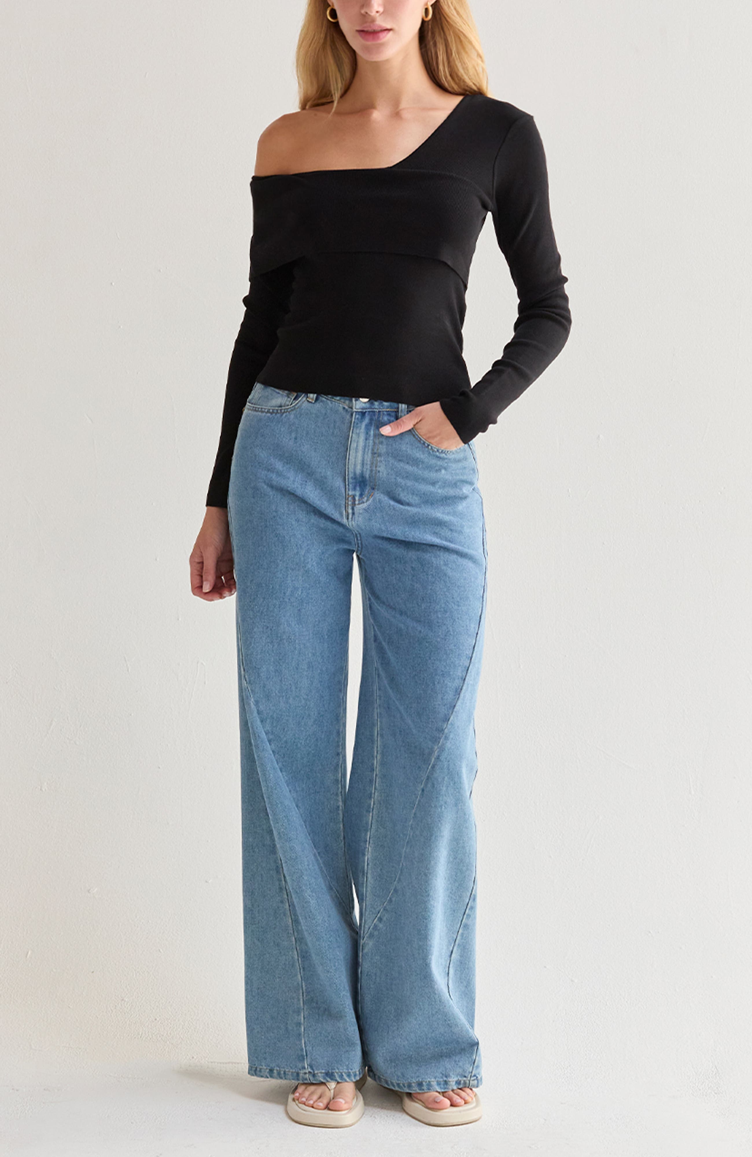 Wide Leg Denim Pants - image 2