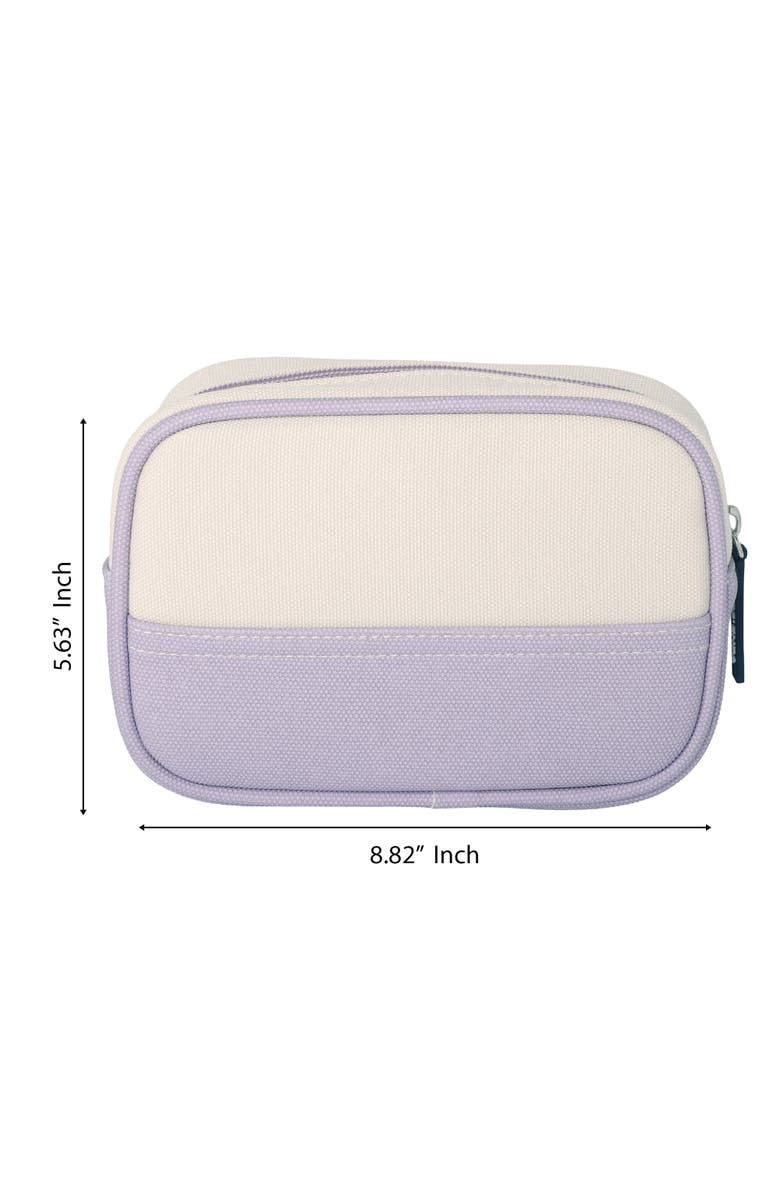 Lands' End Medium Rectangular Dopp Kit for Travel, Striped Canvas Toiletry Bag with Top Zip, Alternate, color, Lilac